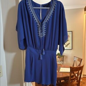 White House Black Market Blue Embellished Romper